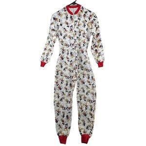 Mickey & Friends Dr. Denton Vintage 80s Pajamas Adult Size Small One Piece Zip